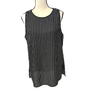 2/$30 Who What Wear Black & White Vertical Stripe Sleeveless Tunic Sz.XL #2263